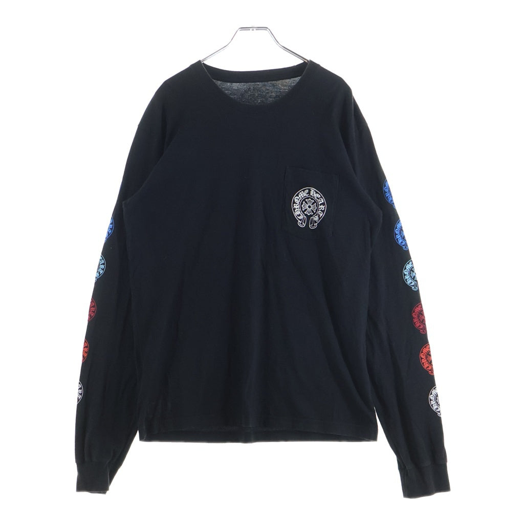 CHROME HEARTS(クロムハーツ) Multi Color Horseshoe L/S Tee マルチカラー ホースシュー クルーネック長袖Tシャツ カットソー ブラック