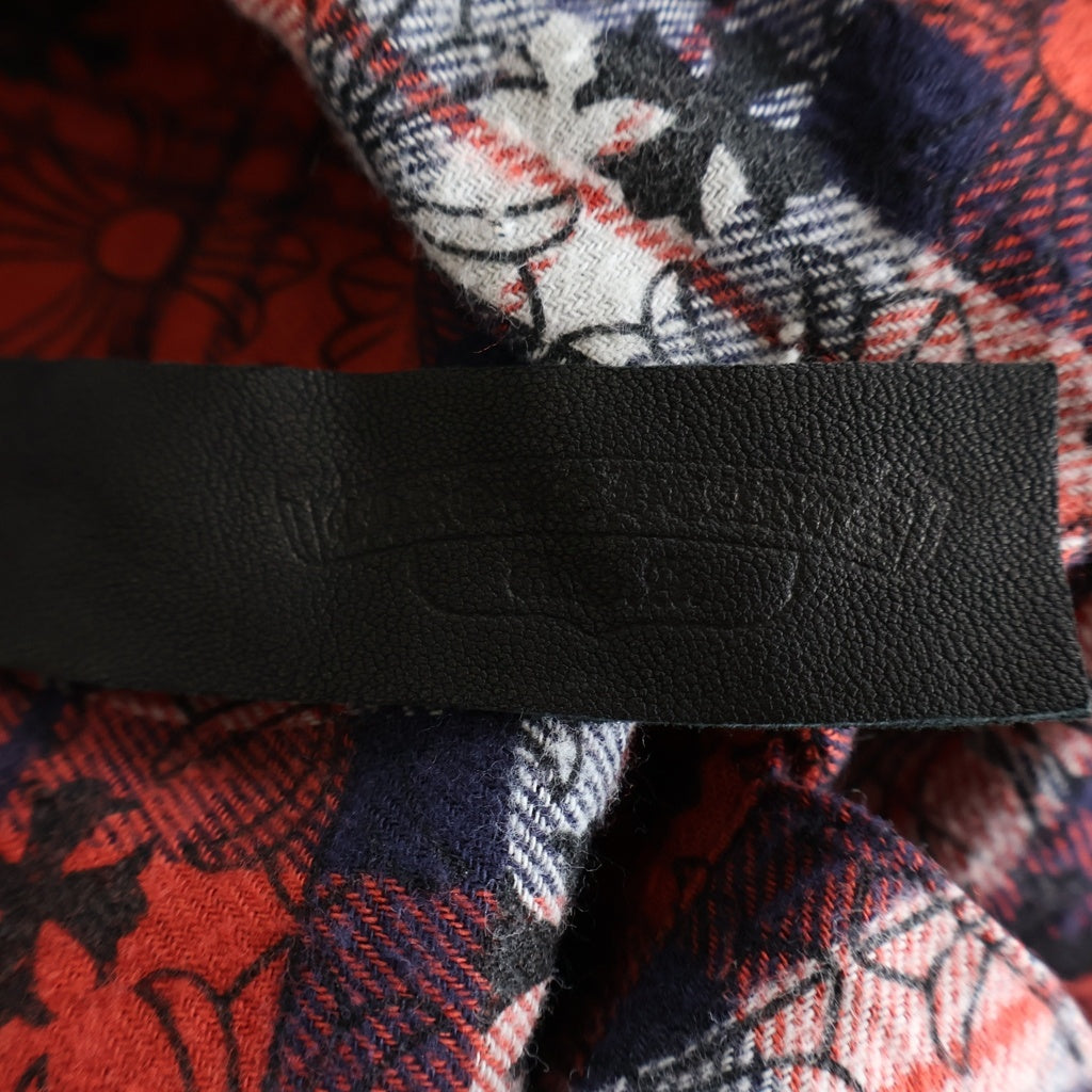 CHROME HEARTS(クロムハーツ) LOOSEENDS LS CHECK ルーズエンド クロスパッチ付 クロス総柄チェック 長袖シャツ レッド