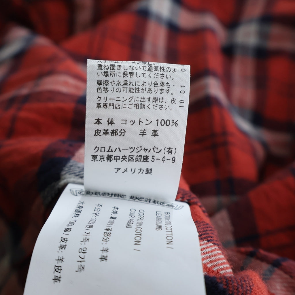 CHROME HEARTS(クロムハーツ) LOOSEENDS LS CHECK ルーズエンド クロスパッチ付 クロス総柄チェック 長袖シャツ レッド