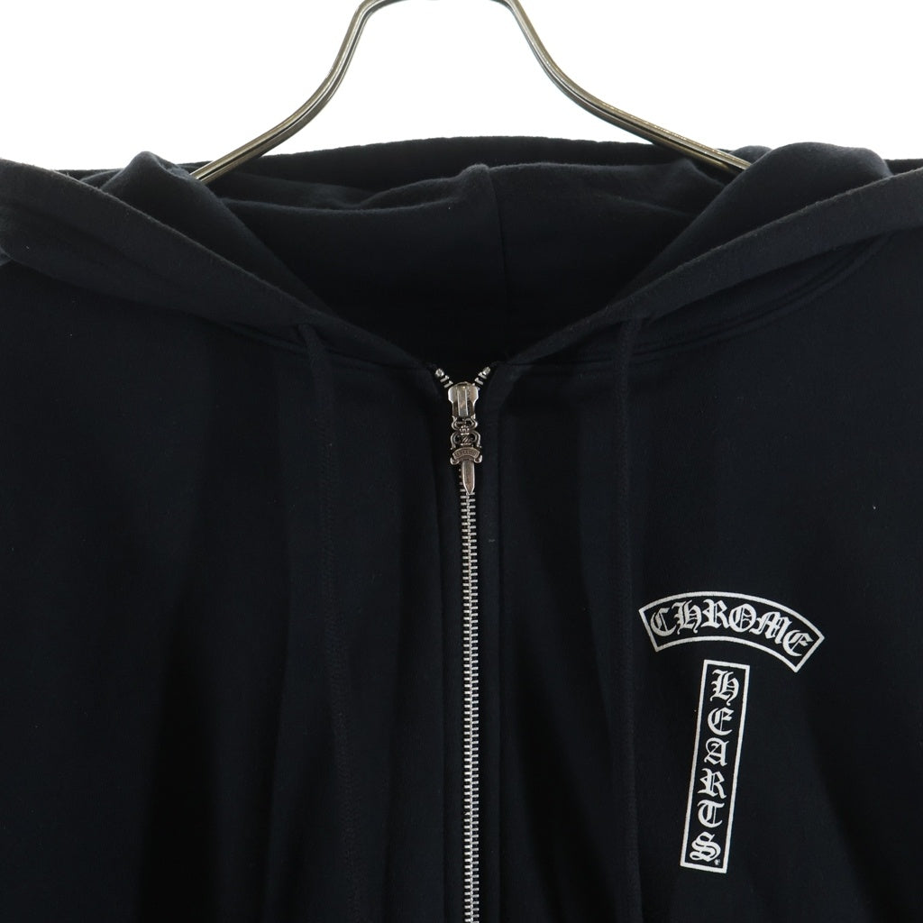 CHROME HEARTS(クロムハーツ) SWTSHRT HD ZIP Tバー ダガージップ バックアーチ 裏地サーマル ロゴジップ フーディ パーカー ブラック