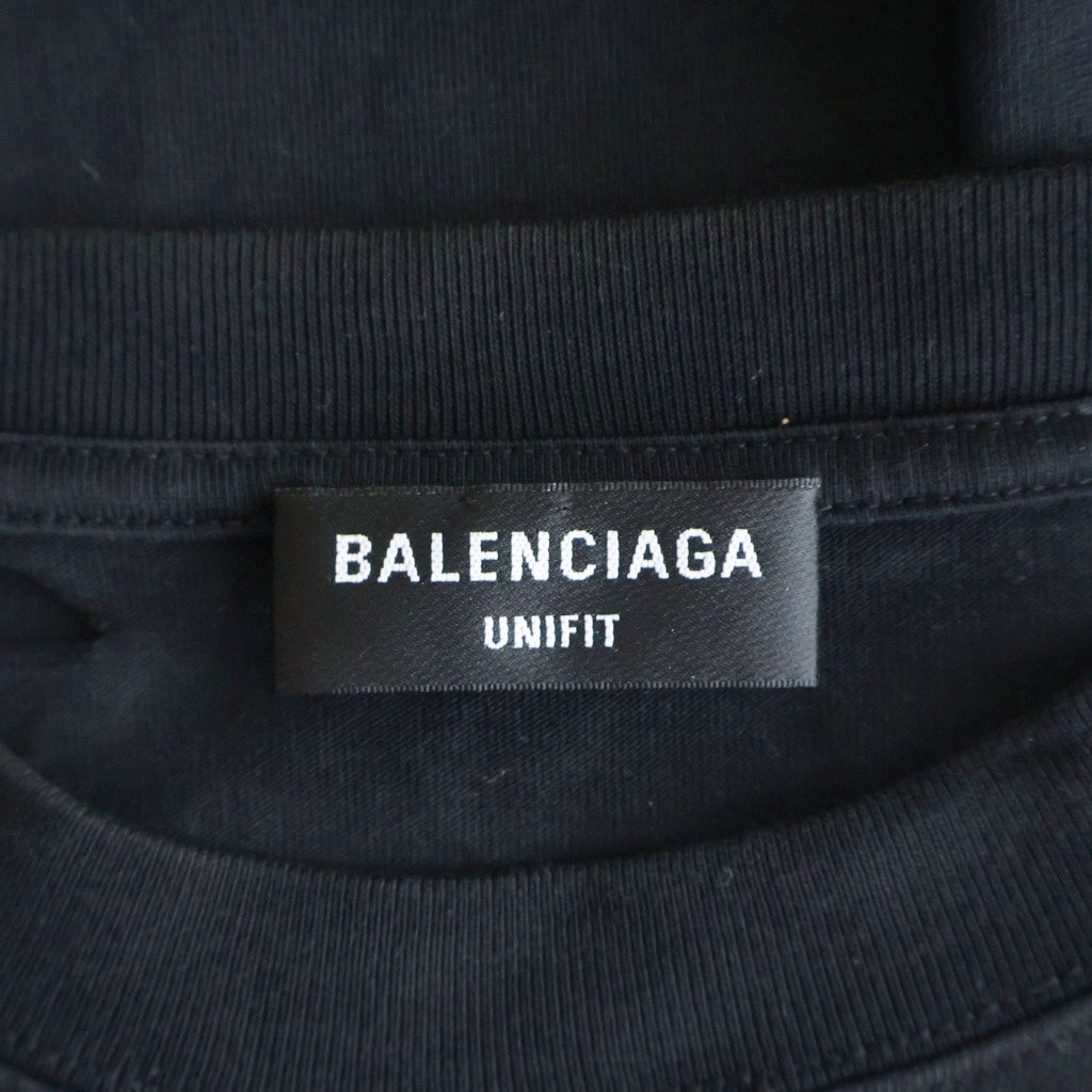 BALENCIAGA(バレンシアガ) DESTOROYED LOGO OVERSIZED T-SHIRT 半袖 クルーネック Tシャツ ブラック 651795 TKVB8