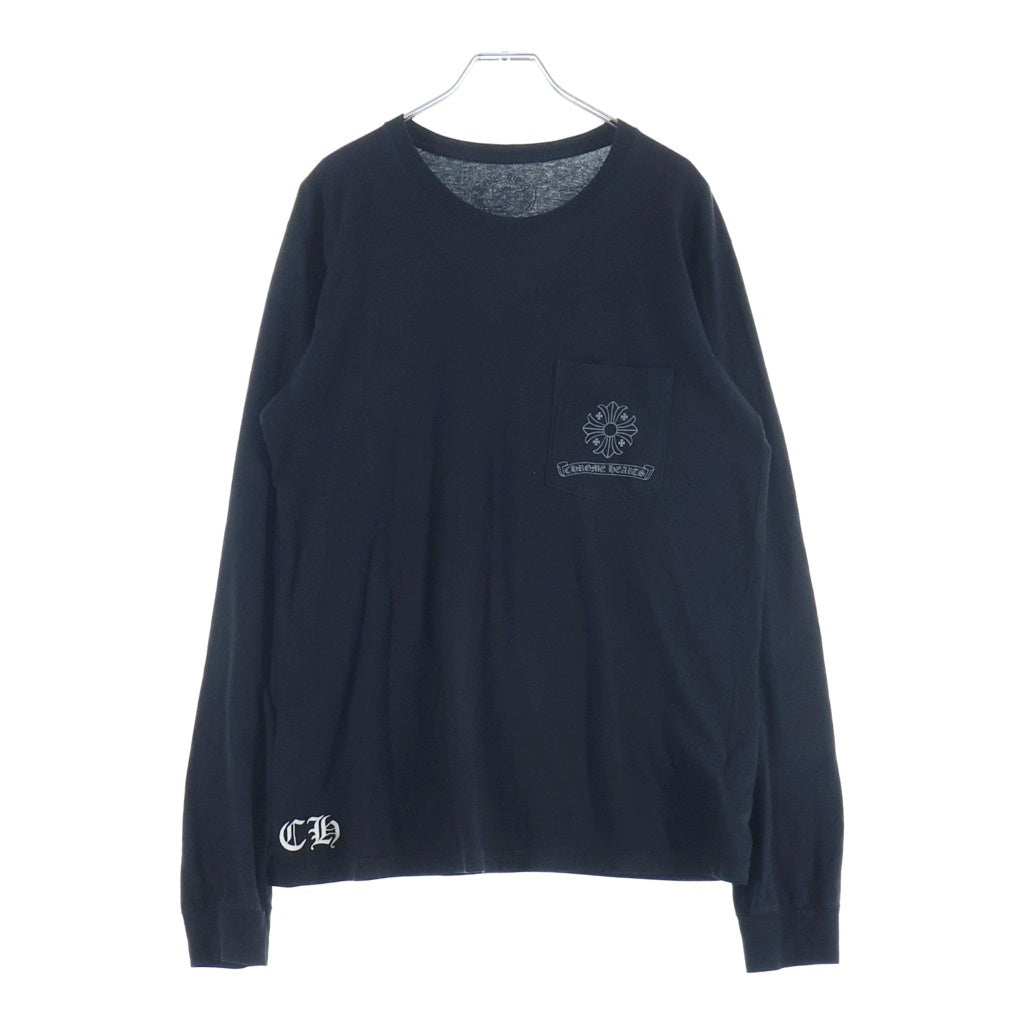 CHROME HEARTS(クロムハーツ) CH PLUS L/S TEE ブロッククロス プリント クルーネック ロングスリーブ 長袖Tシャツ ロンT ブラック