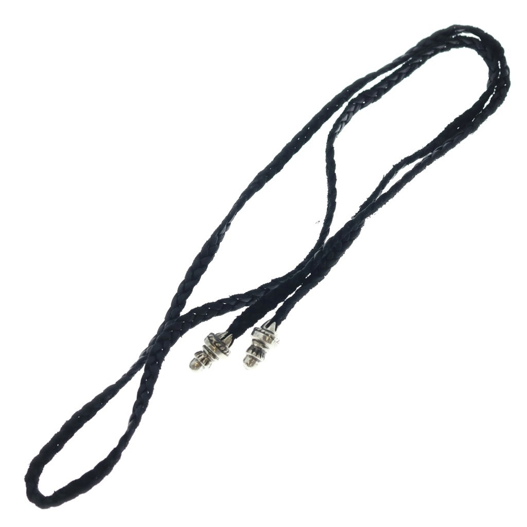 CHROME HEARTS(クロムハーツ) LEATHER BRAID ネックレス レザーブレイド ボロチップネックレス ブラック/シルバー BCA377
