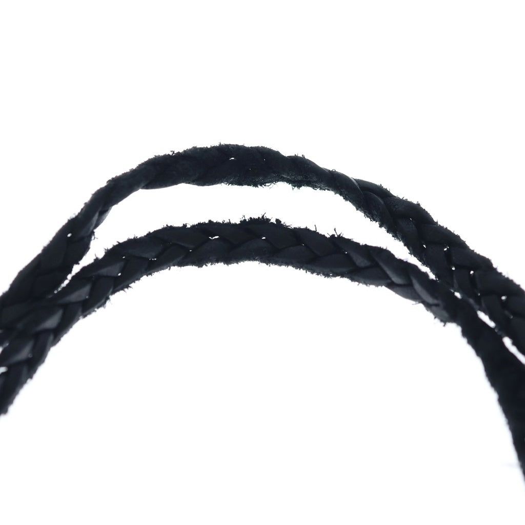 CHROME HEARTS(クロムハーツ) LEATHER BRAID ネックレス レザーブレイド ボロチップネックレス ブラック/シルバー BCA377