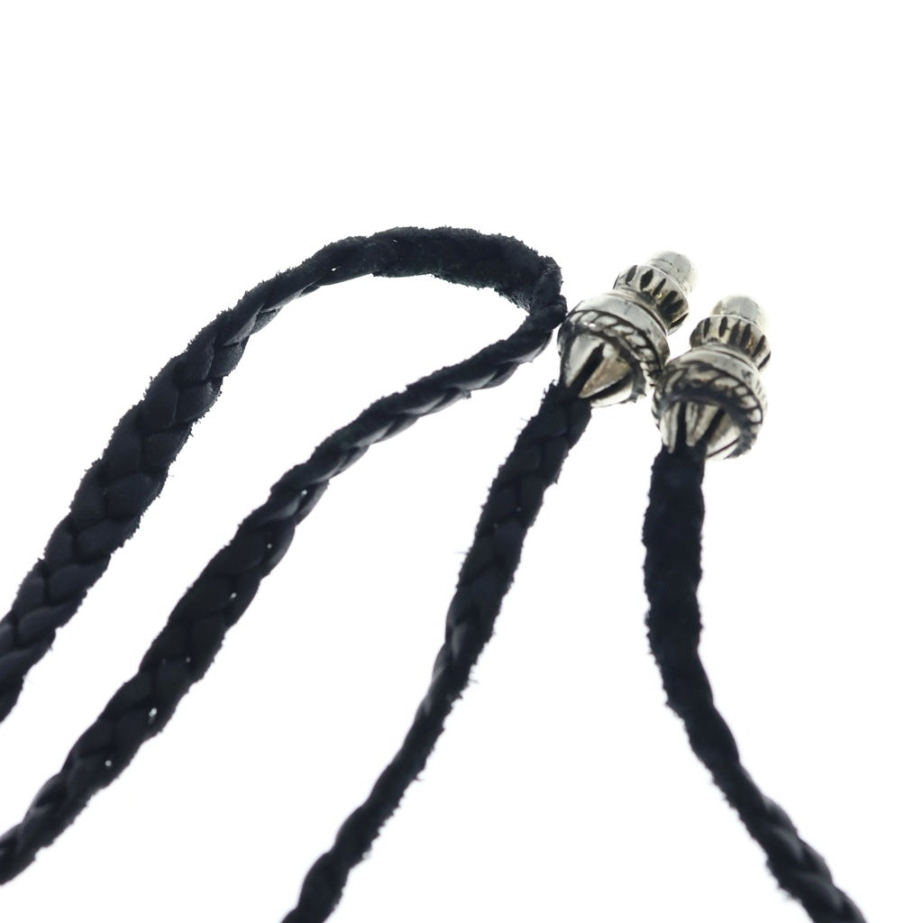CHROME HEARTS(クロムハーツ) LEATHER BRAID ネックレス レザーブレイド ボロチップネックレス ブラック/シルバー BCA377