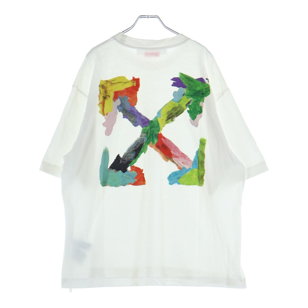 OFF-WHITE(オフホワイト) 23SS Brush Arrow ブラッシュアローペイントTシャツ 両面プリント 半袖カットソー ホワイト OMAA120S23JER001