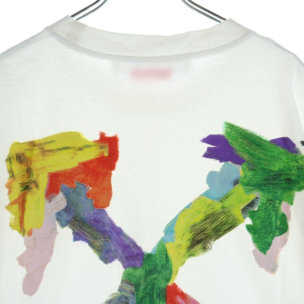 OFF-WHITE(オフホワイト) 23SS Brush Arrow ブラッシュアローペイントTシャツ 両面プリント 半袖カットソー ホワイト OMAA120S23JER001