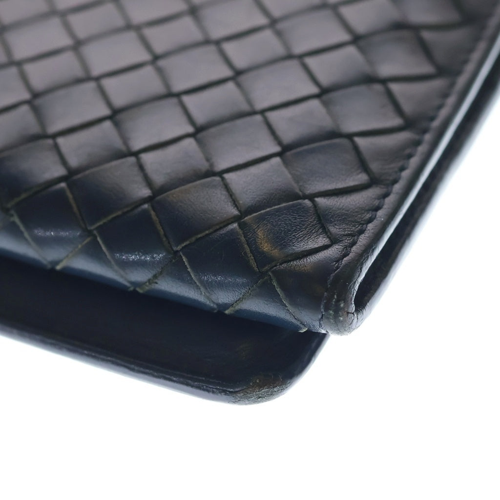 BOTTEGA VENETA(ボッテガヴェネタ) イントレチャート ライトトルマリン 二つ折り 長財布 ネイビー B03622107L