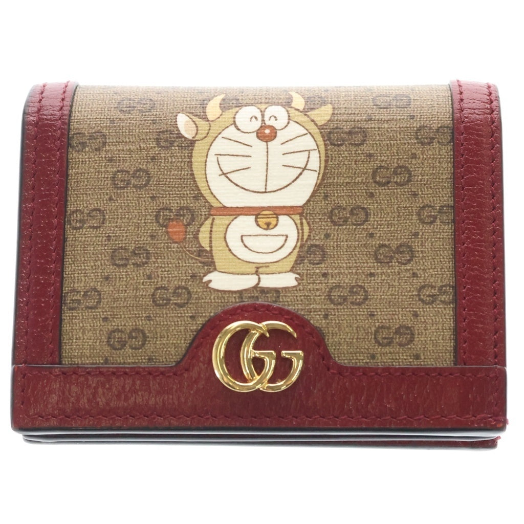 GUCCI(グッチ) ×DORAEMON 654541 ドラえもん イタリア製 50周年記念 牛ドラえもん 牛えもん ウォレット 財布 ミニGGスプリーム レディース