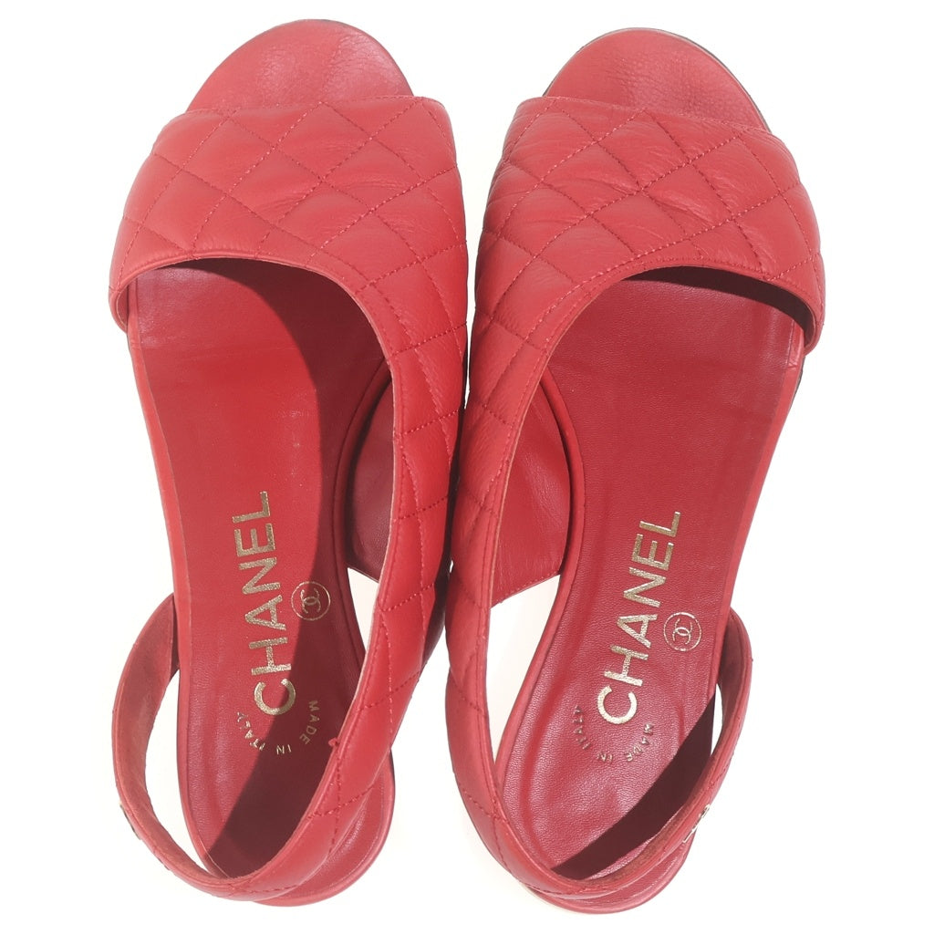 CHANEL(シャネル) カップトゥ スリングバック フラット パンプス レッド G G30552 レディース