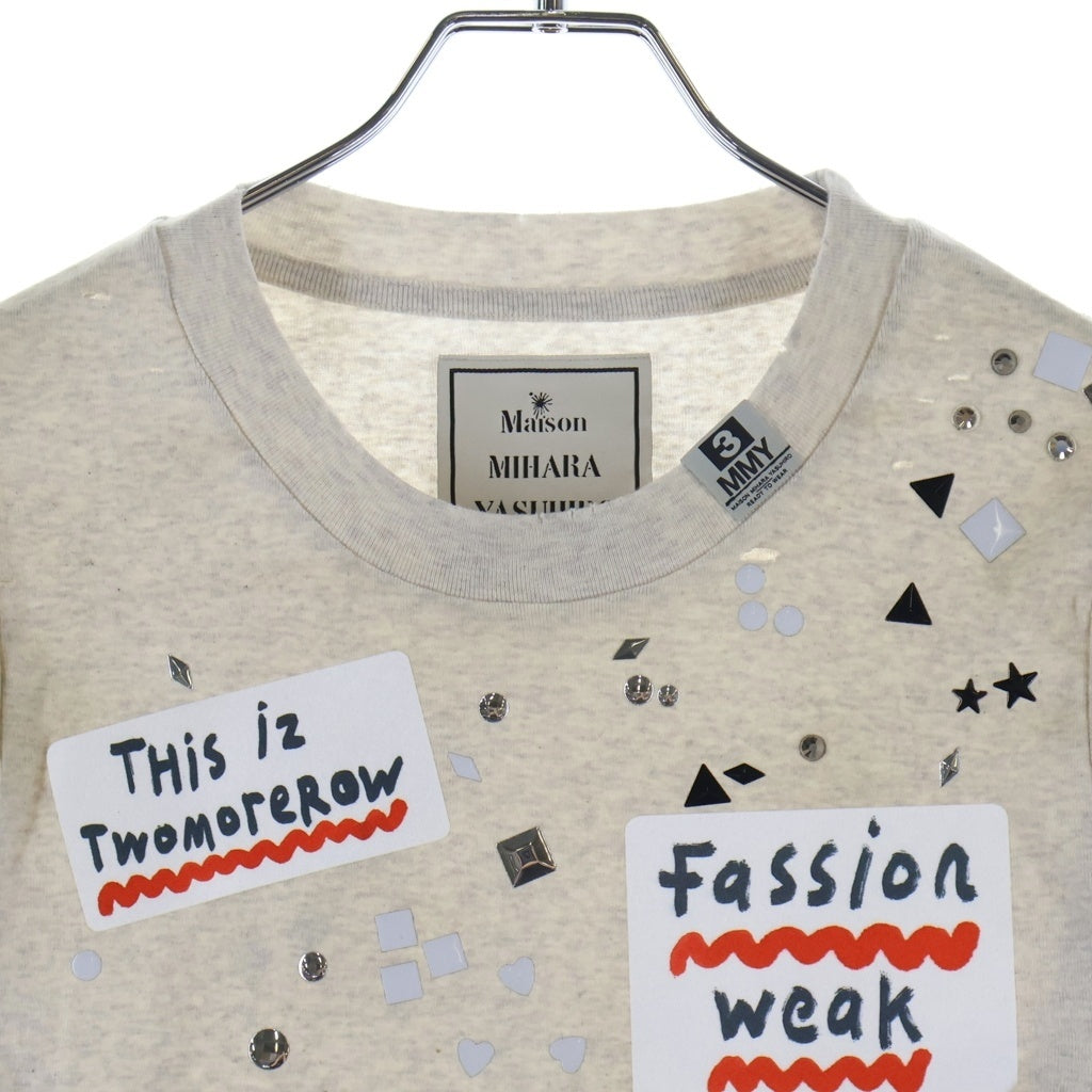 MAISON MIHARAYASUHIRO(メゾンミハラヤスヒロ) EMBELLISHED STICKER TEE パッチ装飾 半袖Tシャツ カットソー ホワイト B16TS571 レディース