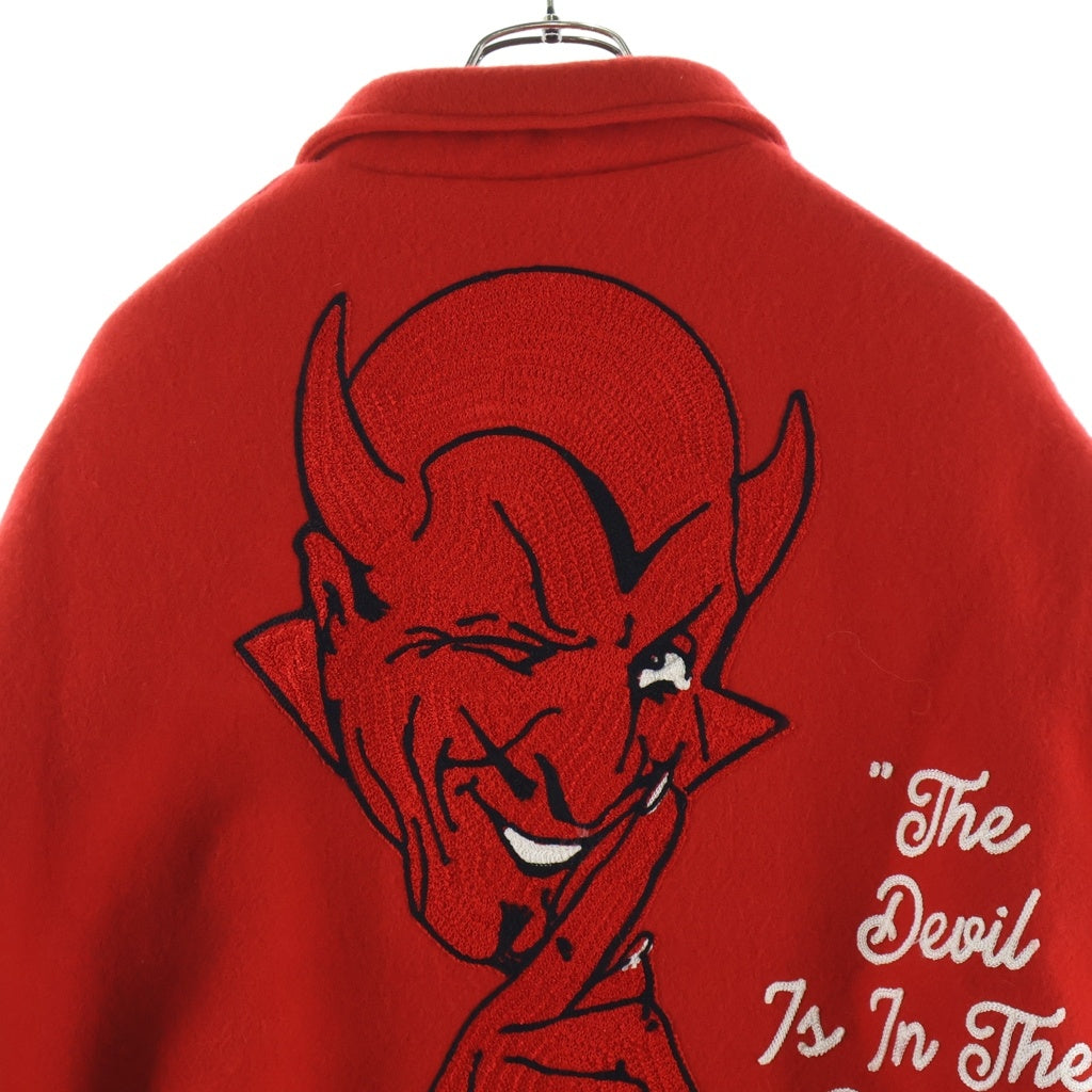 SAINT MICHAEL(セントマイケル) 22AW Devil Varsity Jacket デビルパッチ バーシティージャケット ブラック/レッド SM-A22-0000-035
