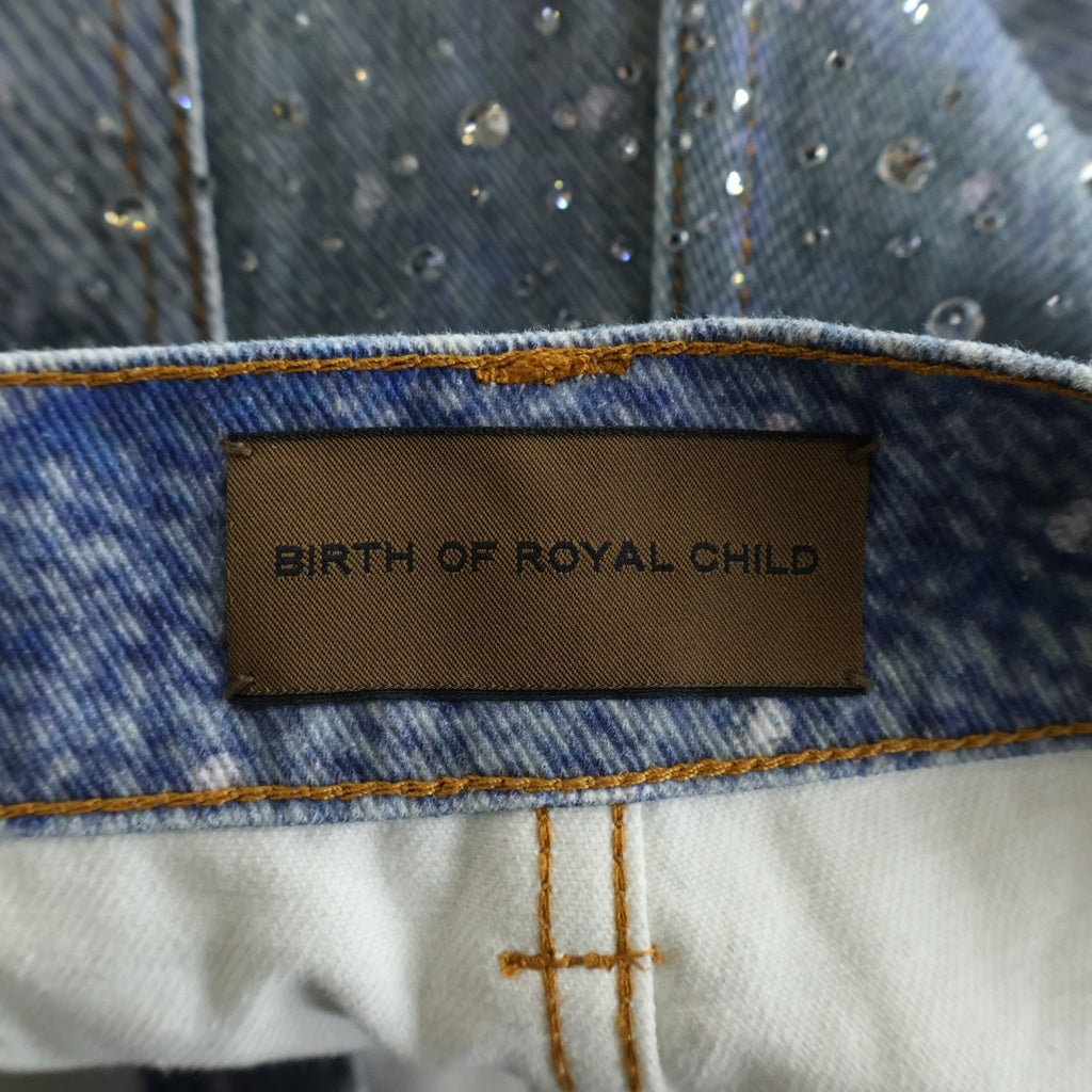 BIRTH OF ROYAL CHILD(バースオブロイヤルチャイルド) Swarovski Diamond Pants スパンコール装飾 デニムパンツ インディゴ