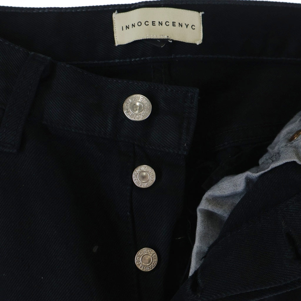 Innocence NYC(イノセンス) 23AW DESTROY LEATHER DENIM PANTS デストロイレザー ダメージ加工 デニムパンツ ブラック INDELE01