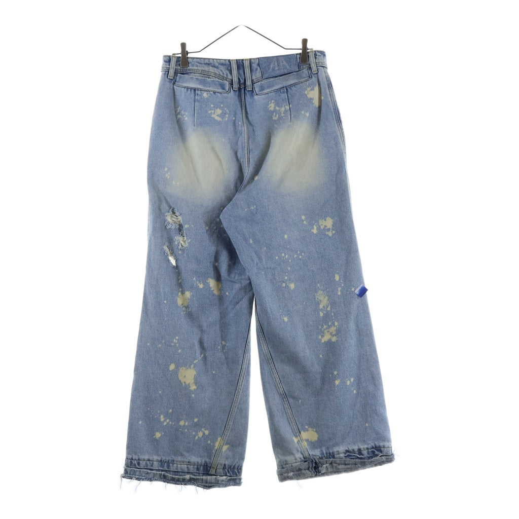 ADER ERROR(アーダーエラー) Inos Distressed Wide Leg Jeans ダメージ加工 ワイドレッグ デニムパンツ インディゴ BNO01SSJE0104BL