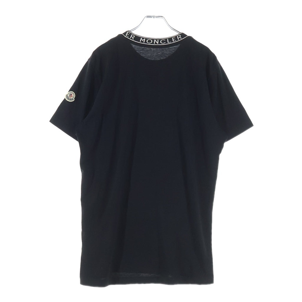 MONCLER(モンクレール) ネックロゴ クルーネック半袖Tシャツカットソー ブラック J10918C00024 8390T