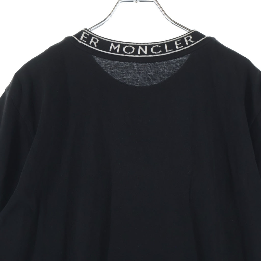 MONCLER(モンクレール) ネックロゴ クルーネック半袖Tシャツカットソー ブラック J10918C00024 8390T