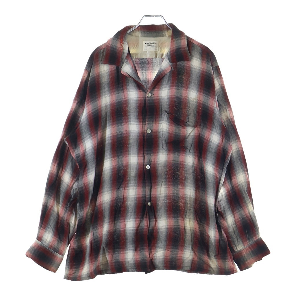 VINTAGE(ヴィンテージ) 60S ARROW CHEVELLA RAYON OPEN COLLAR OMBRE SHIRT アロー レーヨン オンブレ オープンカラー 開襟 長袖 シャツ レッド/ブラック/グレー