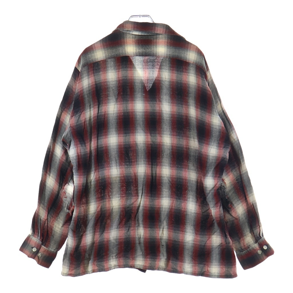 VINTAGE(ヴィンテージ) 60S ARROW CHEVELLA RAYON OPEN COLLAR OMBRE SHIRT アロー レーヨン オンブレ オープンカラー 開襟 長袖 シャツ レッド/ブラック/グレー