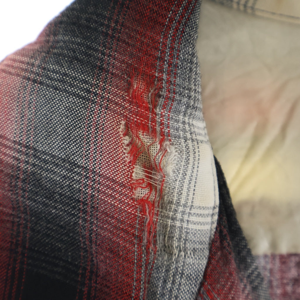 VINTAGE(ヴィンテージ) 60S ARROW CHEVELLA RAYON OPEN COLLAR OMBRE SHIRT アロー レーヨン オンブレ オープンカラー 開襟 長袖 シャツ レッド/ブラック/グレー