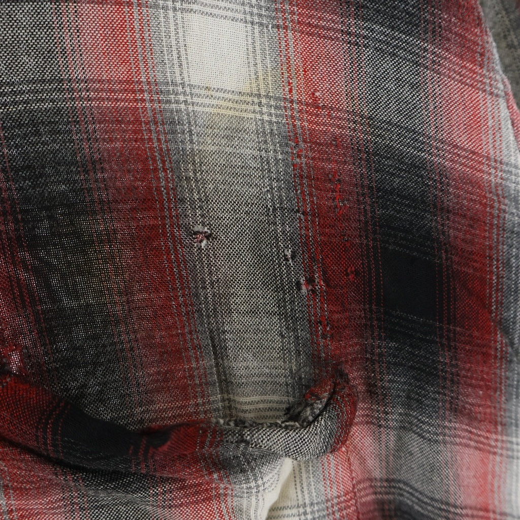 VINTAGE(ヴィンテージ) 60S ARROW CHEVELLA RAYON OPEN COLLAR OMBRE SHIRT アロー レーヨン オンブレ オープンカラー 開襟 長袖 シャツ レッド/ブラック/グレー