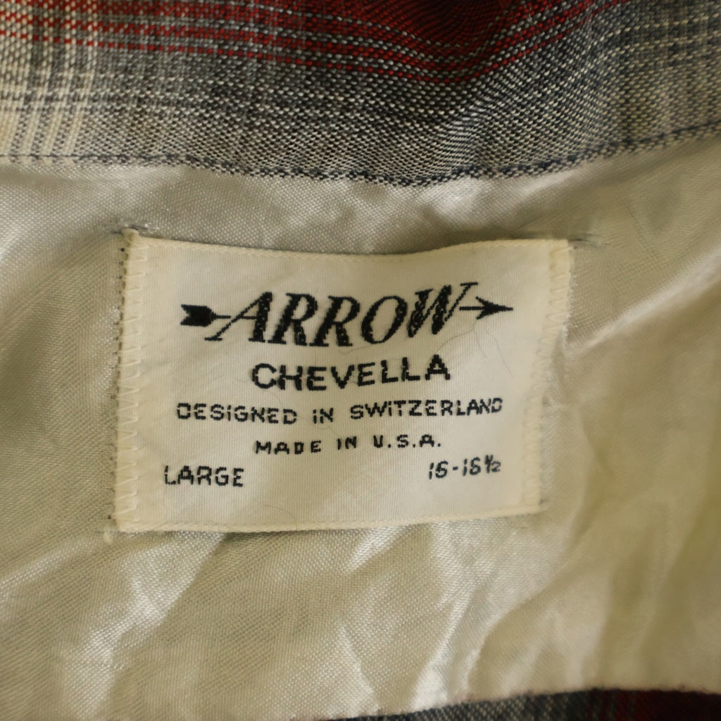 VINTAGE(ヴィンテージ) 60S ARROW CHEVELLA RAYON OPEN COLLAR OMBRE SHIRT アロー レーヨン オンブレ オープンカラー 開襟 長袖 シャツ レッド/ブラック/グレー
