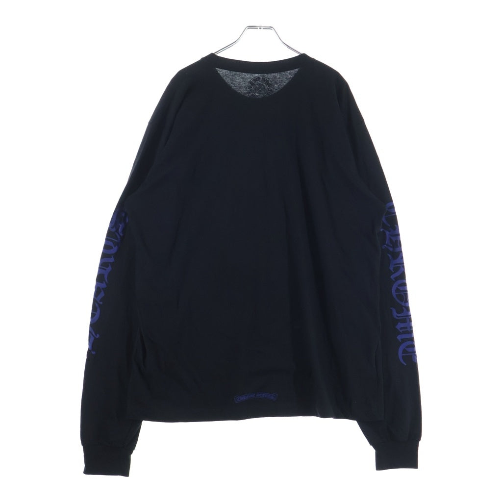 CHROME HEARTS(クロムハーツ) NECK LOGO L/S TEE ネックロゴ クルーネック長袖Tシャツ カットソー ブラック/ブルー