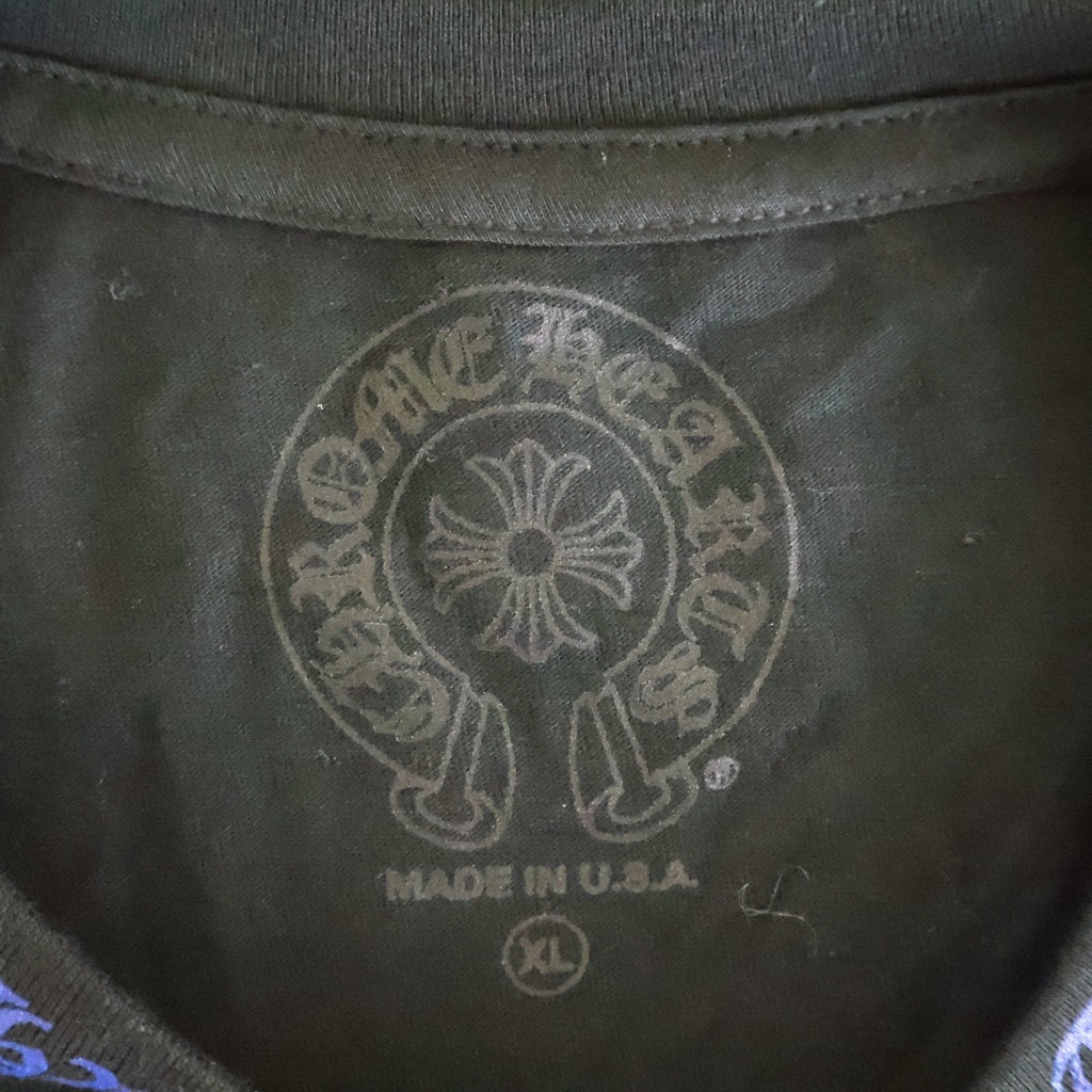 CHROME HEARTS(クロムハーツ) NECK LOGO L/S TEE ネックロゴ クルーネック長袖Tシャツ カットソー ブラック/ブルー