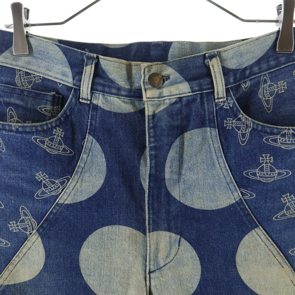 Vivienne Westwood(ヴィヴィアンウエストウッド) ORB × SPOT DENIM PANTS スポット×オーブ 切り替えデニムパンツ インディゴ