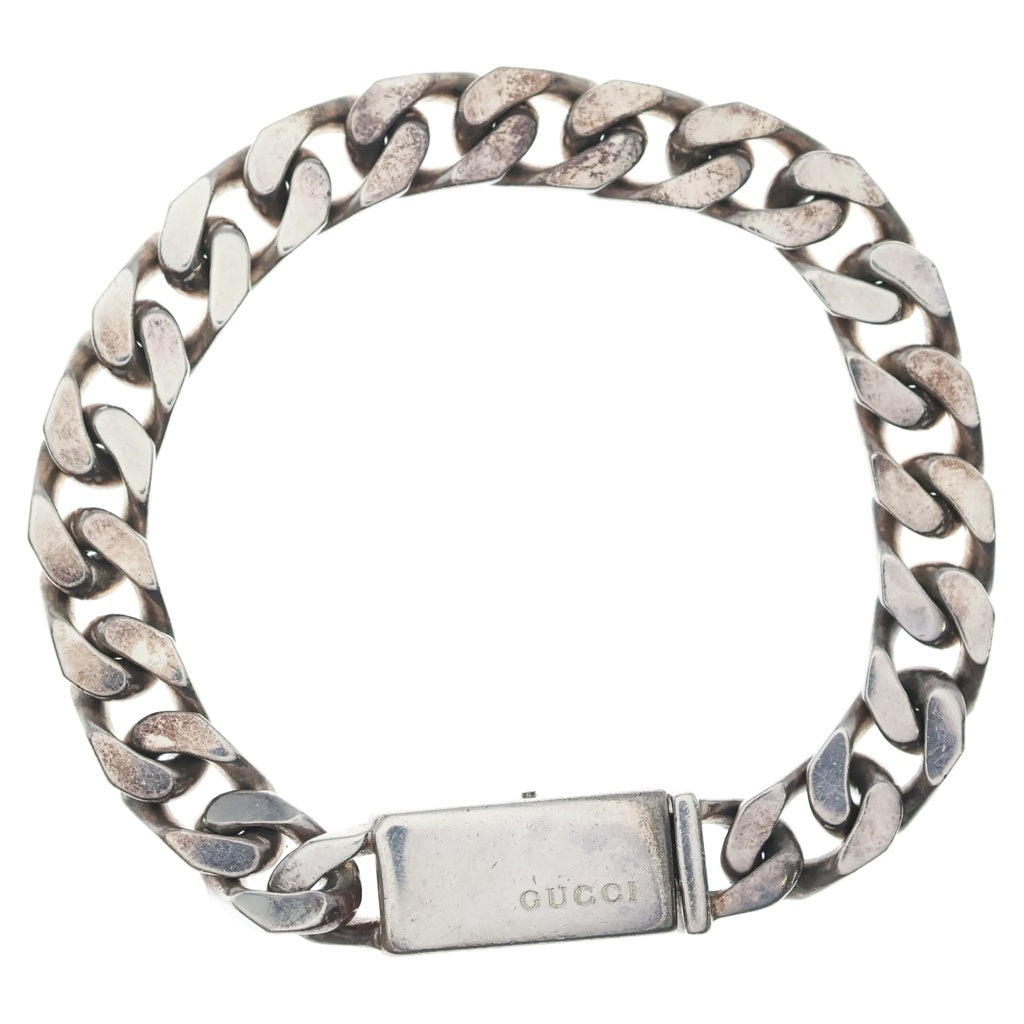 GUCCI(グッチ) チェーン ロゴ プレート SV925 ブレスレット シルバー