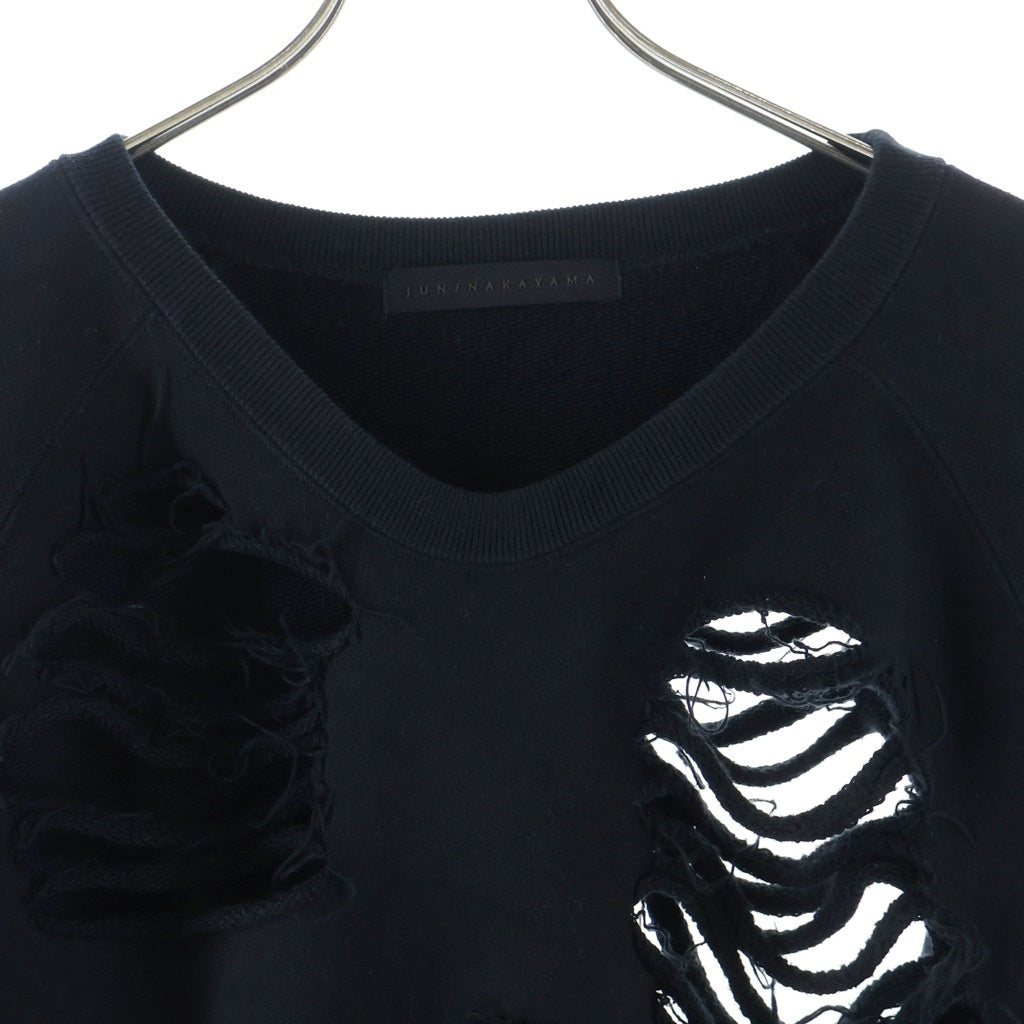 JUN / NAKAYAMA(ジュンナカヤマ) 23AW Destroyed Crewneck Sweatshirt デストロイ加工クルーネックスウェット ブラック JN-FW23-C001