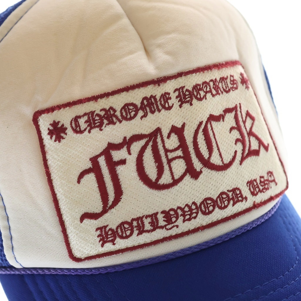 CHROME HEARTS(クロムハーツ) OLD TRUCKER CAP FUCK オールド ファックパッチ メッシュ トラッカー キャップ 帽子 ブルー