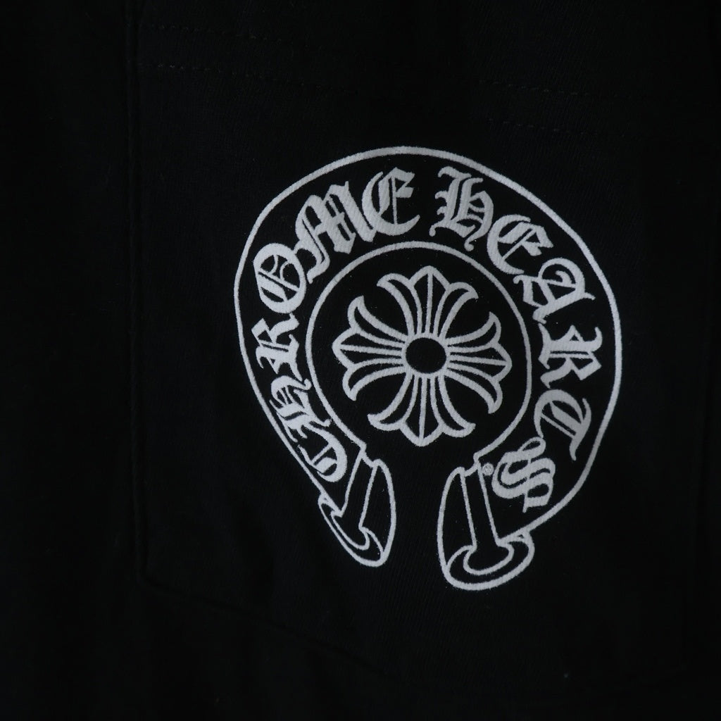 CHROME HEARTS(クロムハーツ) HORSESHOE S/S TEE ホースシュープリント ポケット半袖Tシャツ カットソー ブラック/ホワイト