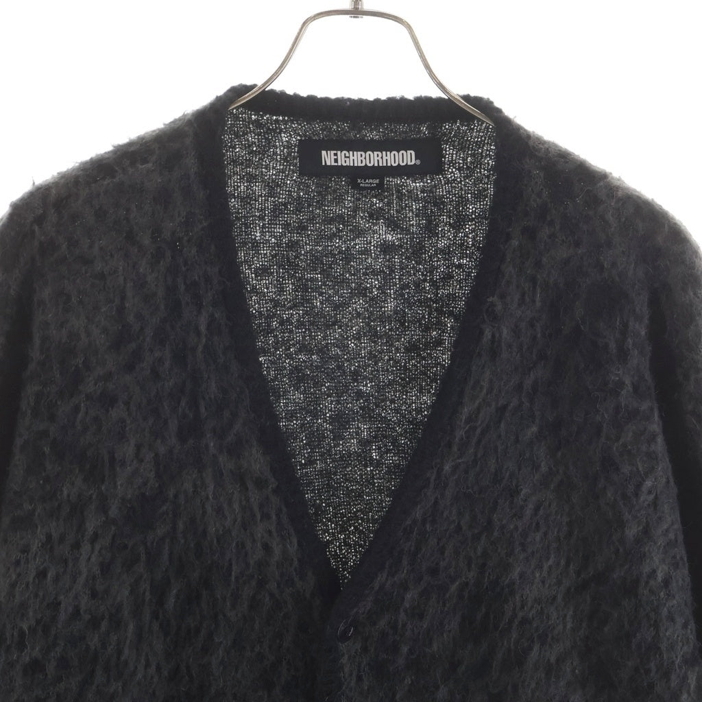 NEIGHBORHOOD(ネイバーフッド) 22AW MOHAIR CARDIGAN レオパード総柄 アクリル混 モヘア長袖ニットカーディガン グレー 222FUNH-KNM02