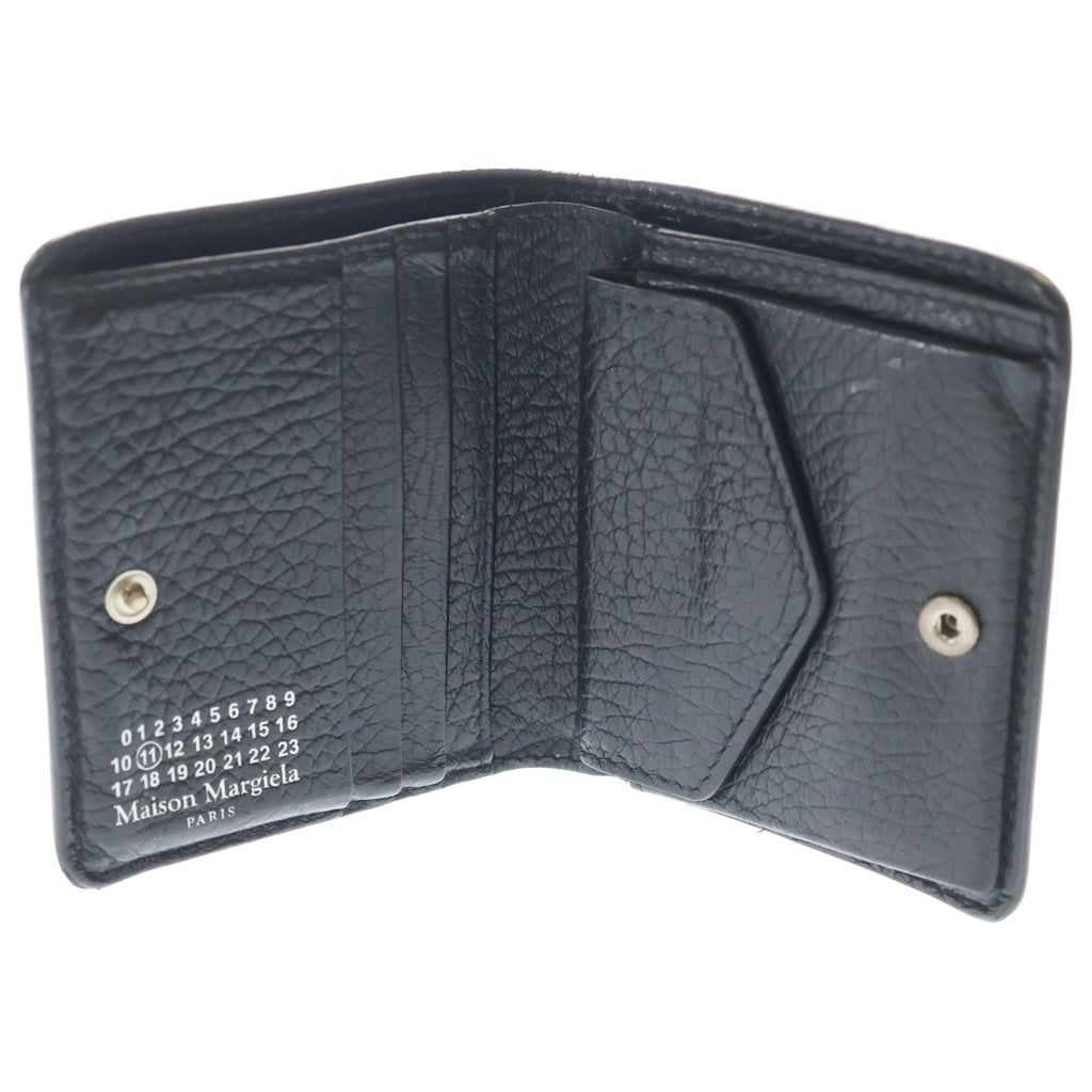 Maison Margiela(メゾンマルジェラ) Compact Bi Fold Wallet コンパクト フォールド ウォレット レザー二つ折り財布 ブラック S56UI0140