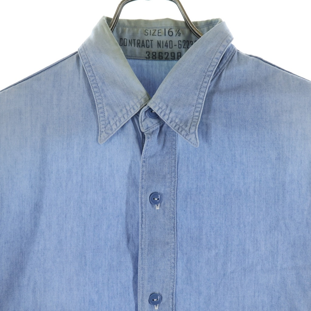 EASTMAN LEATHER CLOTHING(イーストマンレザークロージング) USN CHAMBRAY SHIRT シャンブレーシャツ 長袖シャツ ブルー