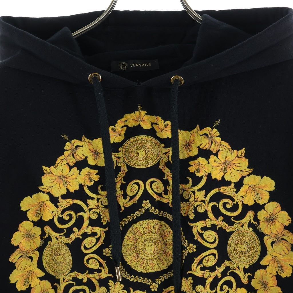 VERSACE(ヴェルサーチ) Barok Medusa バロック柄 メデューサ プルオーバーパーカー フーディー ブラック/イエロー A81934