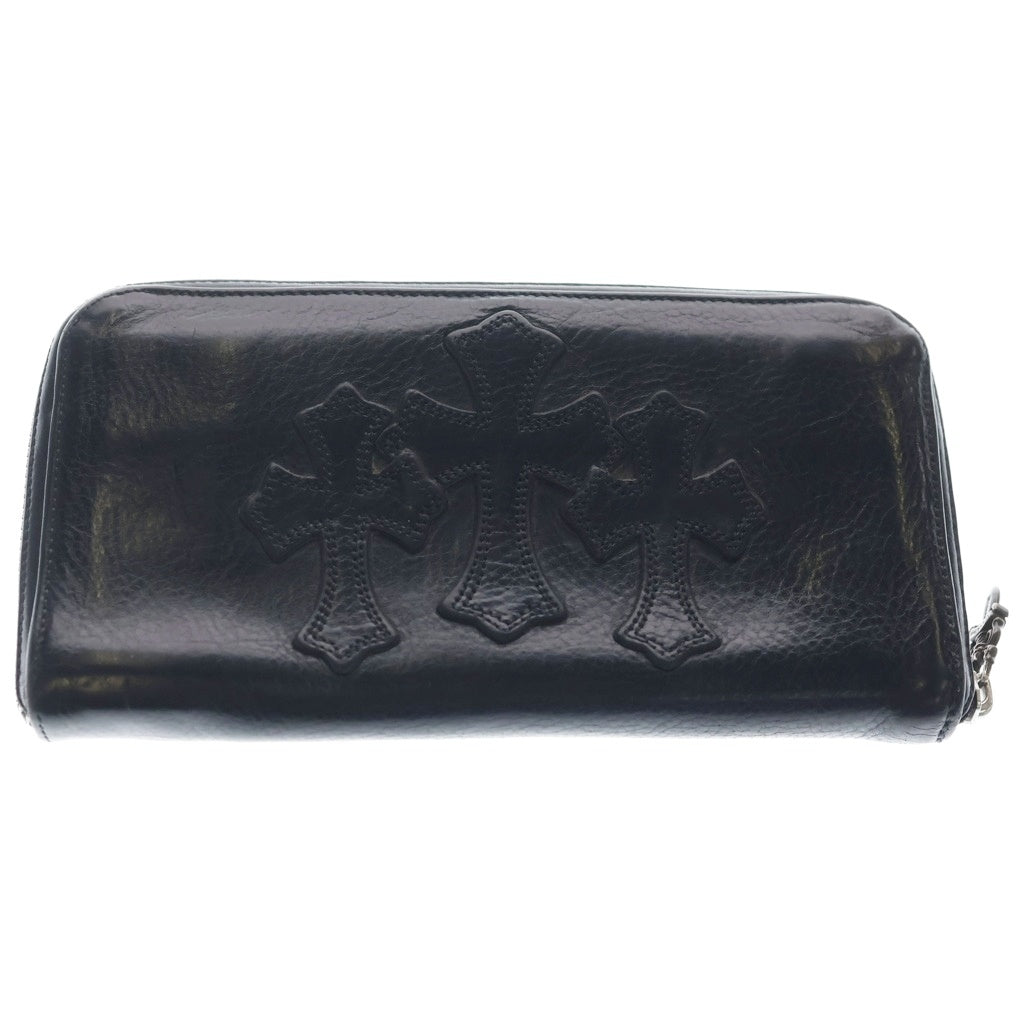 CHROME HEARTS(クロムハーツ) REC F ZIP 3セメタリー クロスパッチ ラウンドファスナーウォレット 長財布 ブラック
