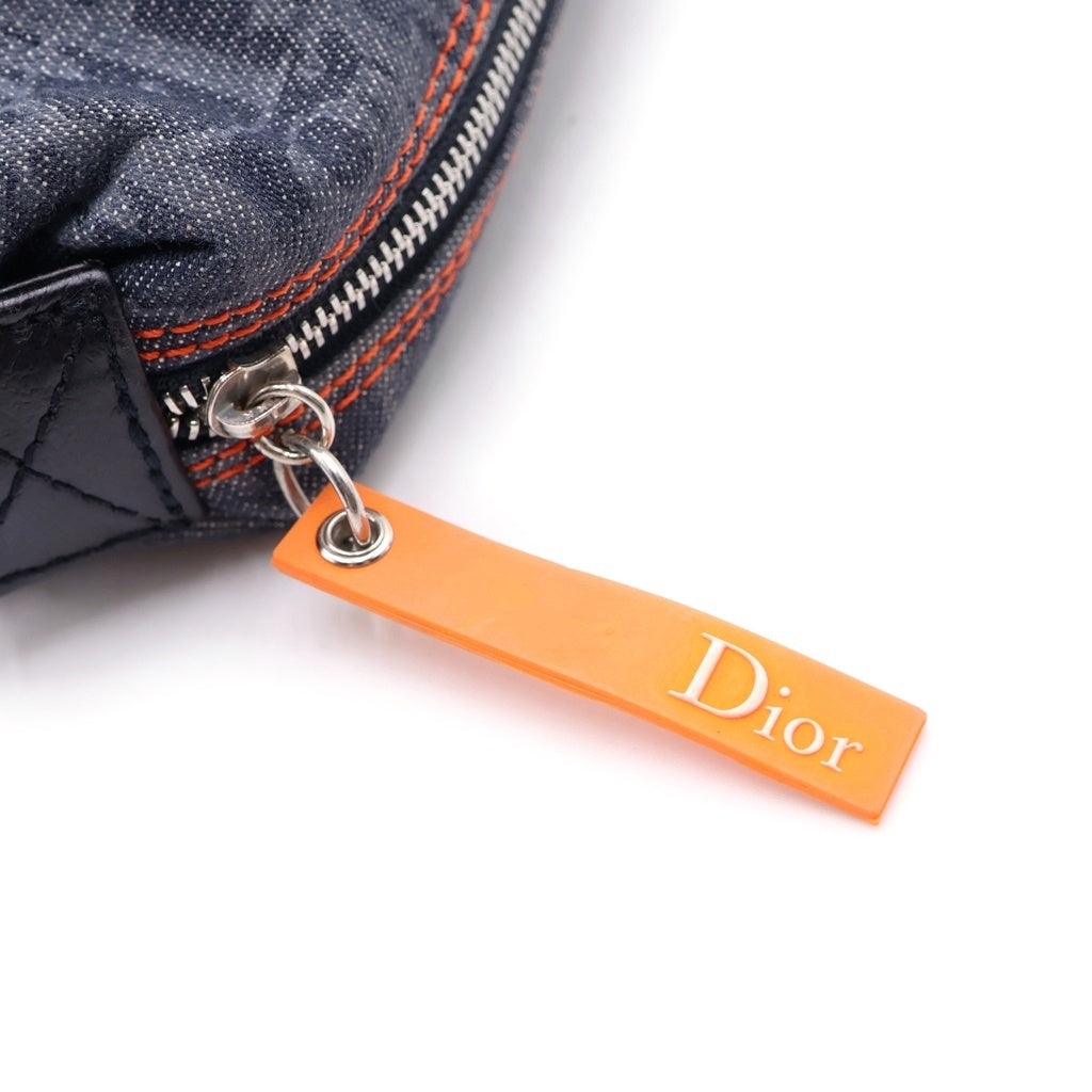 Christian Dior(クリスチャンディオール) トロッター柄 デニム生地 ポーチ インディゴ CM1106 レディース