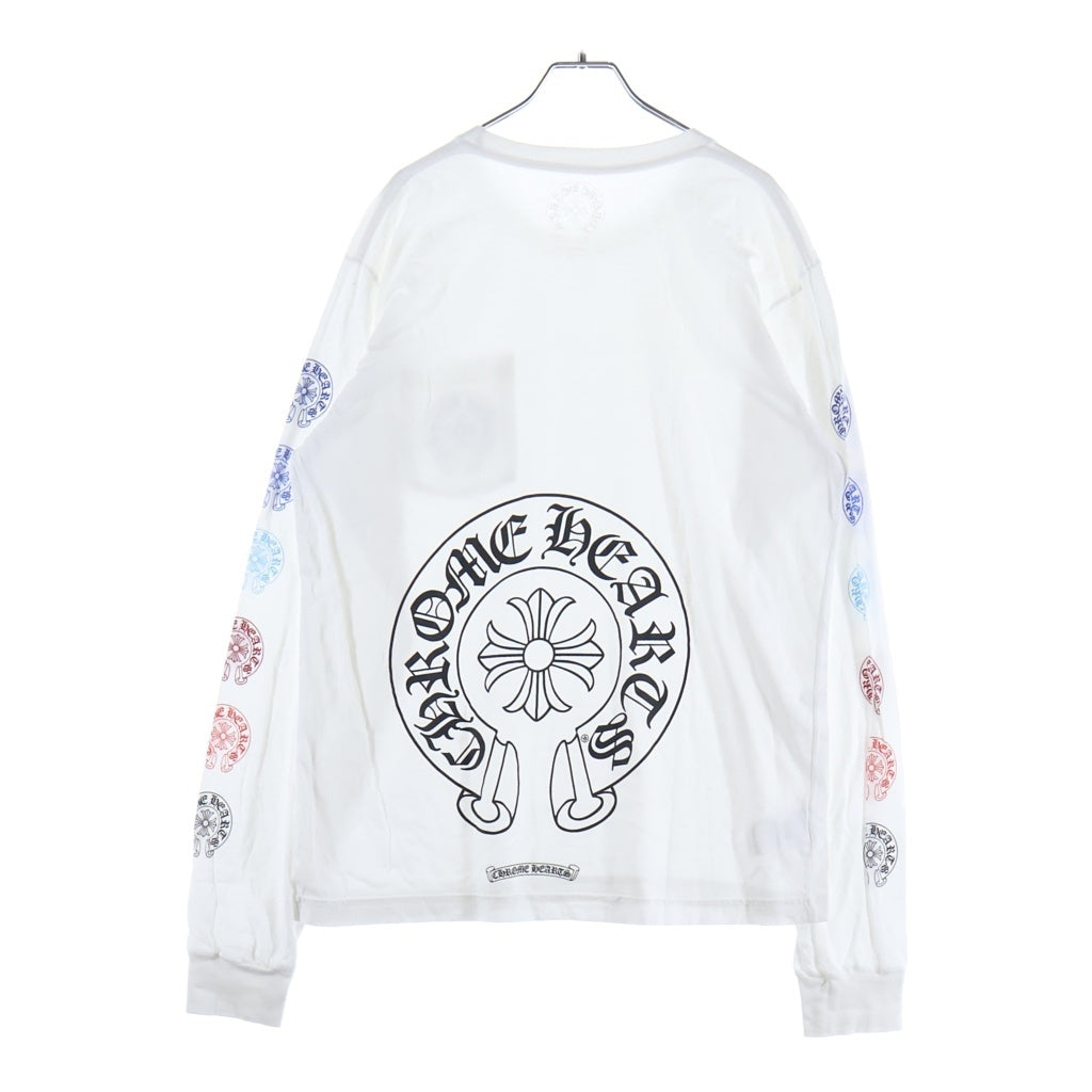 CHROME HEARTS(クロムハーツ) Multi Color Horseshoe L/S T-shirt マルチカラー ホースシュー クルーネック長袖Tシャツカットソー ホワイト