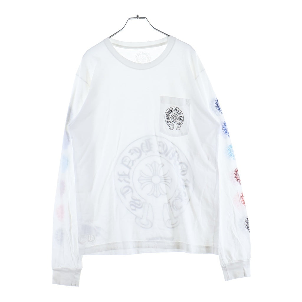 CHROME HEARTS(クロムハーツ) Multi Color Horseshoe L/S T-shirt マルチカラー ホースシュー クルーネック長袖Tシャツカットソー ホワイト