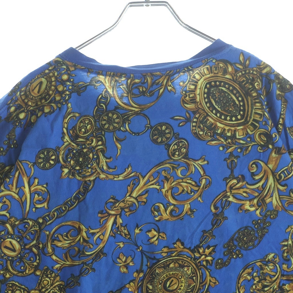 VERSACE JEANS COUTURE(ヴェルサーチジーンズクチュール) クルーネック Tシャツ 半袖 カットソー ブルー 71GAH6S0ーJS015