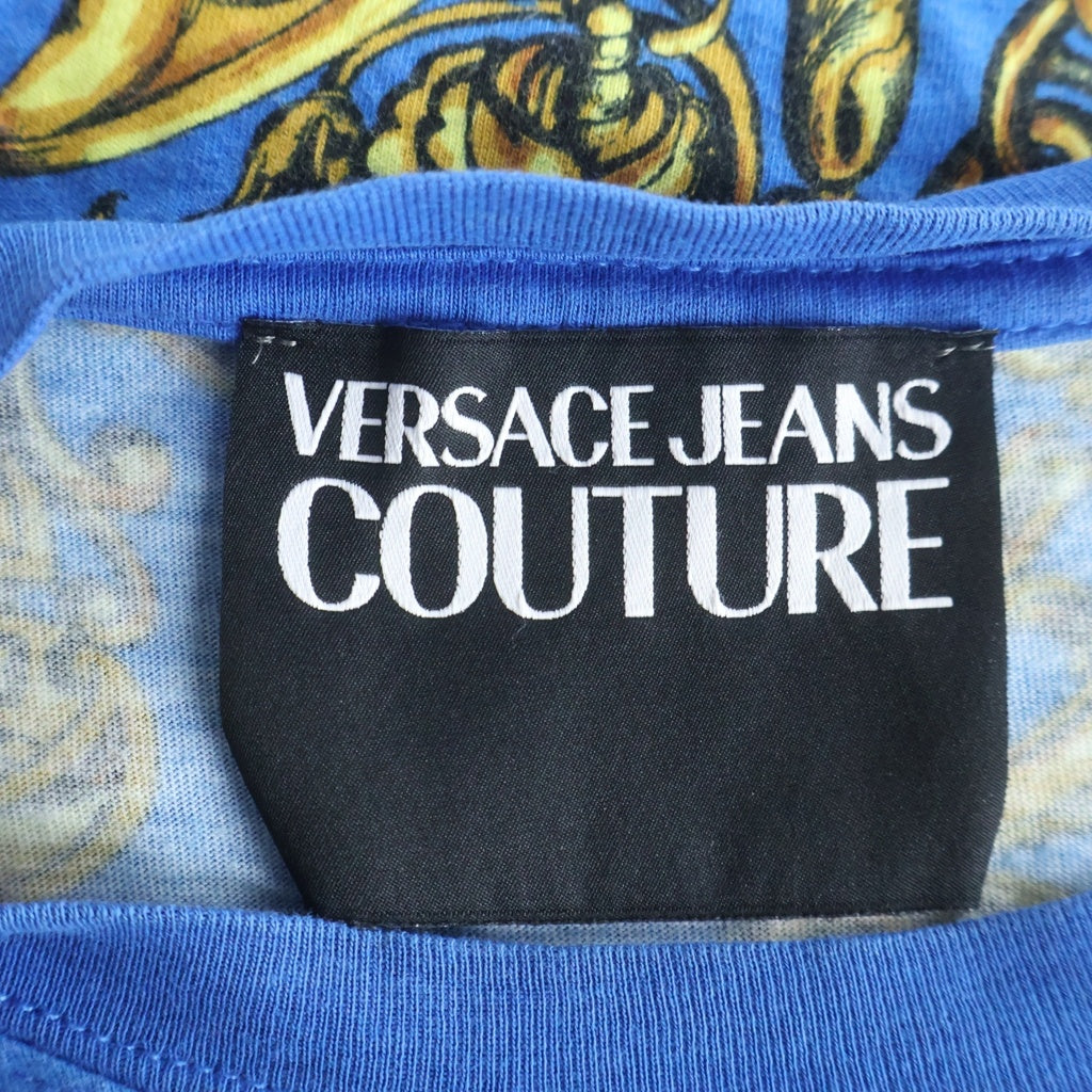VERSACE JEANS COUTURE(ヴェルサーチジーンズクチュール) クルーネック Tシャツ 半袖 カットソー ブルー 71GAH6S0ーJS015