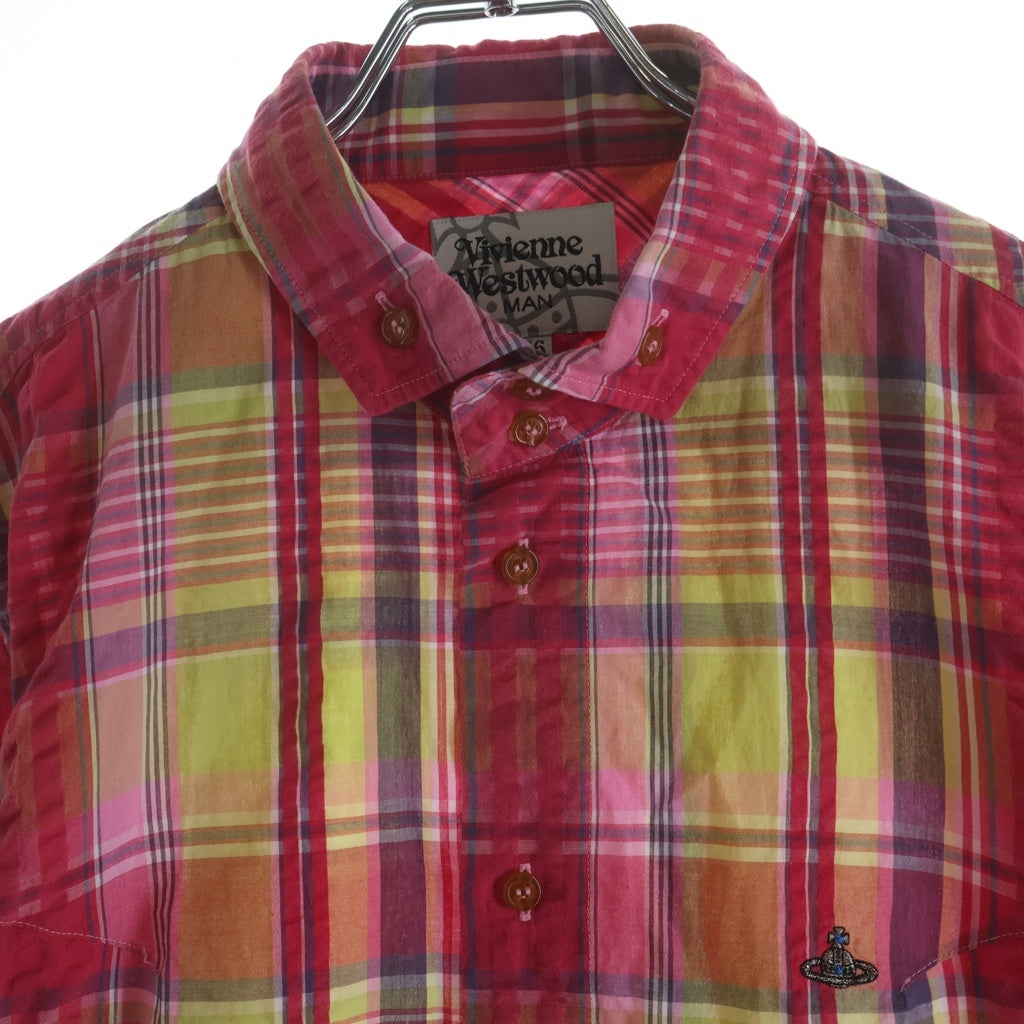 Vivienne Westwood MAN(ヴィヴィアンウエストウッドマン) チェックシャツ フロントロゴ刺繍 長袖シャツ マルチカラー VW-WR-71499