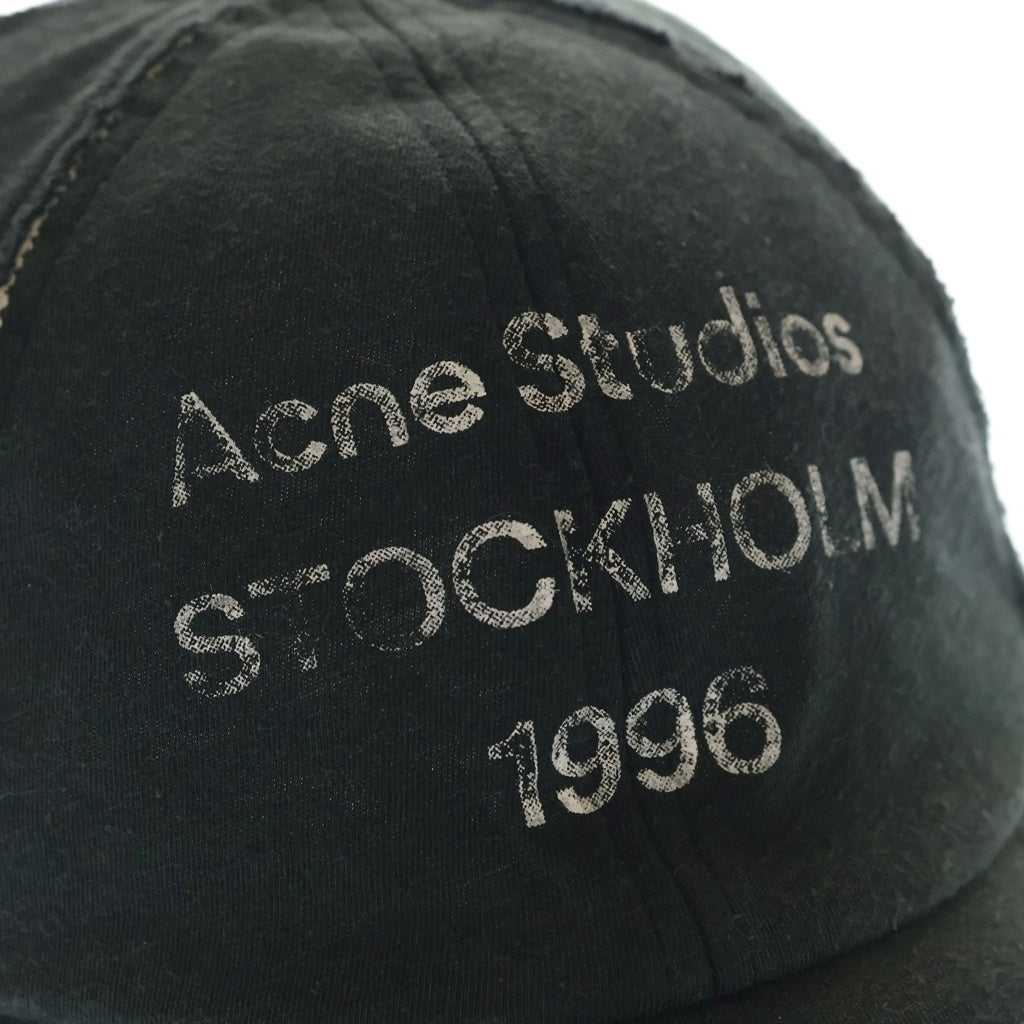 Acne Studios(アクネ ストゥディオズ) STOCKHOLM ロゴプリント ベースボールキャップ 帽子 ブラック FN-UX-HATS000289