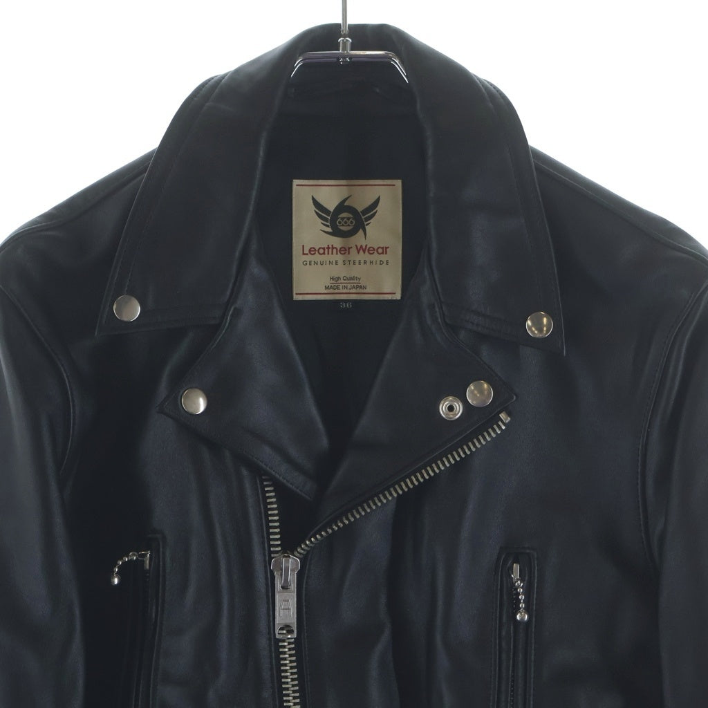 666 LEATHER WEAR(トリプルシックスレザーウェア) LJM-1TF Double Riders Jacket ダブルライダースジャケット タイトフィット ステアハイド ブラック