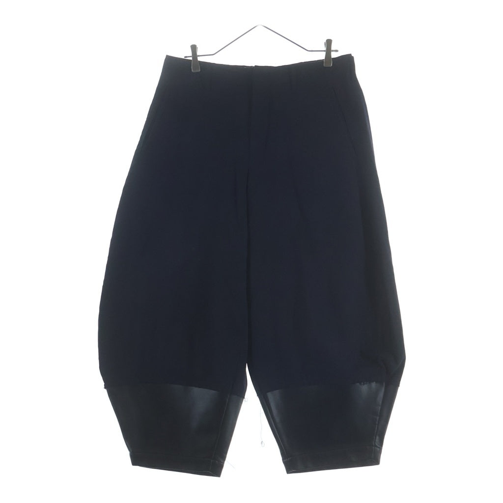 COMME des GARCONS HOMME PLUS(コムデギャルソンオムプリュス) Cropped Pants フェイクレザー切替パンツ クロップドパンツ テーパードパンツ ブラック PC-P083