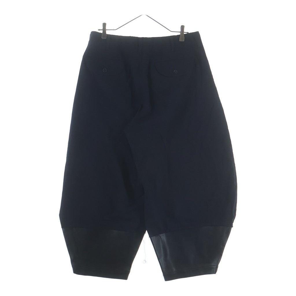 COMME des GARCONS HOMME PLUS(コムデギャルソンオムプリュス) Cropped Pants フェイクレザー切替パンツ クロップドパンツ テーパードパンツ ブラック PC-P083
