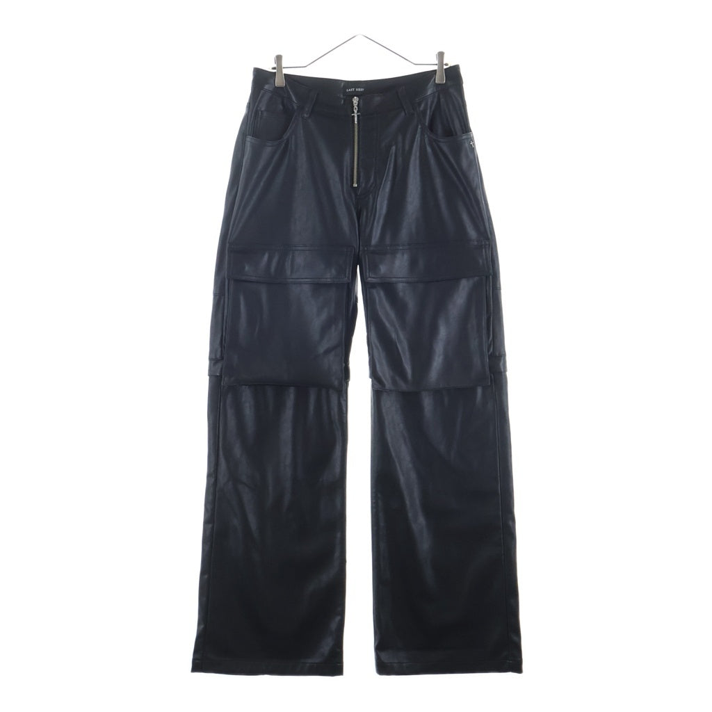 LAST NEST(ラスト ネスト) Faux Leather Cargo Pants V2 2WAY フェイクレザーパンツ ハーフパンツ ショーツ ブラック