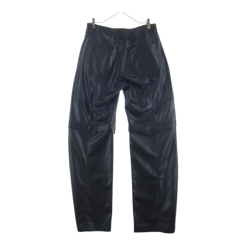LAST NEST(ラスト ネスト) Faux Leather Cargo Pants V2 2WAY フェイクレザーパンツ ハーフパンツ ショーツ ブラック